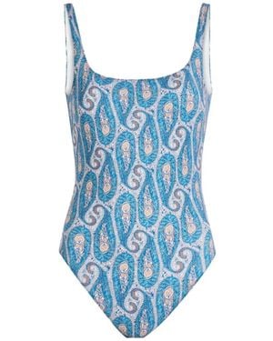 Etro Paisley Wide-Strap Swimsuit - Blue