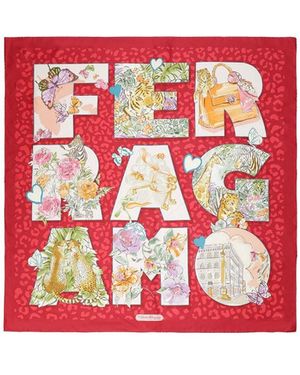 Ferragamo Printed Silk Scarf - Red