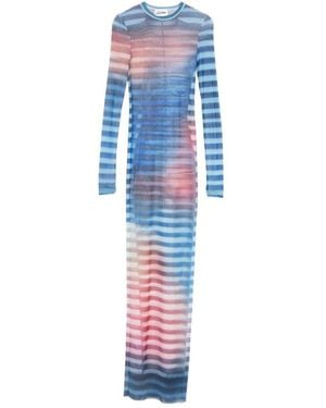 Jean Paul Gaultier Striped Long-Sleeved Dress - Blue
