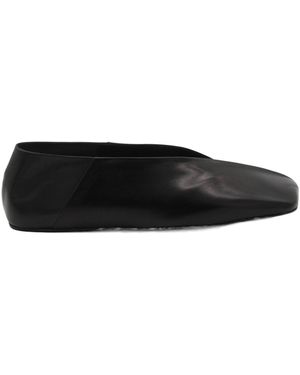 フラットシューズ Jil Sander Black leather Tripon ballerinas Jil Sander Tripon Square Toe Ballerina Shoes in Black | Lyst