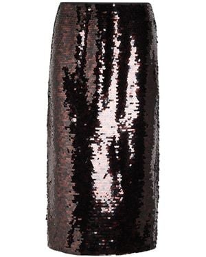 STAUD Ciara Sequin-Embellished Mesh Midi Skirt - Black