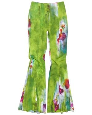 Acne Studios Flared Tie-Dye Print Pants - Green