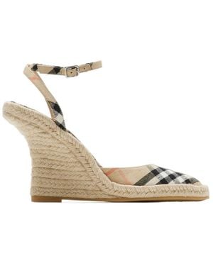 Burberry Checked Wedge Sandals - Metallic