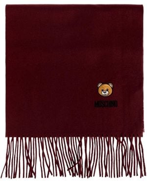 Moschino Teddy Logo Fringed Scarf - Purple