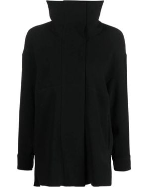 Alberto Biani High-Neck Exposed-Seam Top - Black