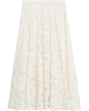 Max Mara Studio High Waist Lace Midi Skirt - White