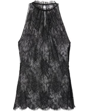 McQueen Lace Sleeveless Top - Black