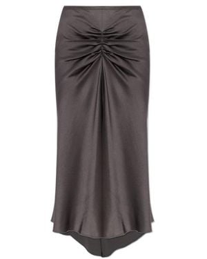 Victoria Beckham Gathered Crepe Midi Skirt - Brown