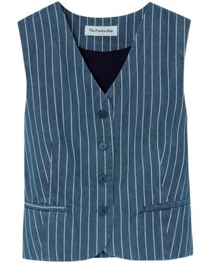 Frankie Shop Clare Striped Denim Vest - Blue