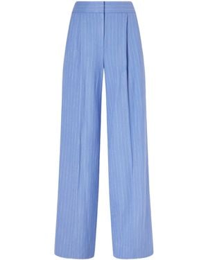 Veronica Beard Heyser Pinstriped Wide-Leg Trousers - Blue