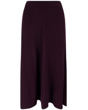 Victoria Beckham Ribbed Knit Midi Skirt - Purple