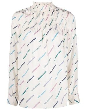 KARL LAGERFELD All-Over Logo-Printed Blouse - White