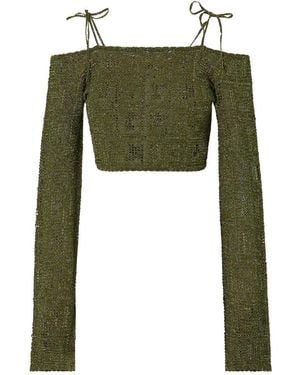 Gcds Monogram Cropped Knit Jumper - Green