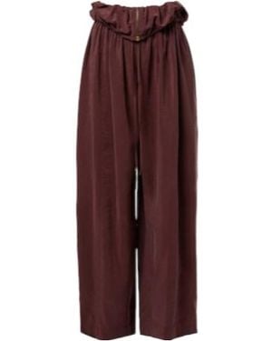 Chloé Silk-Blend Poplin Wide-Leg Pants - Purple