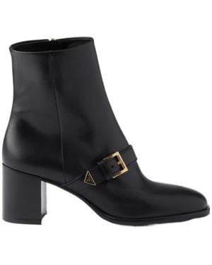 Prada Leather Booties - Black