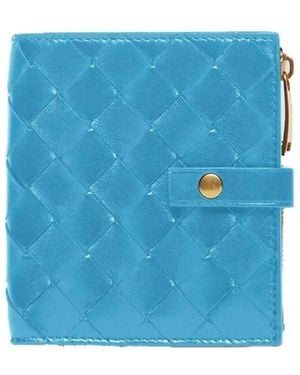 Bottega Veneta Intrecciato-Weave Wallet - Blue
