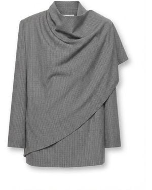 TOVE Ren Pinstripe Drape Jacket - Grey