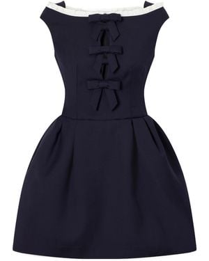 ShuShu/Tong Bow Cut-Out Sleeveless Wool Mini Dress - Blue