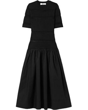 Sea Spliced Knit Extra-Long Dress - Black