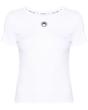 Marine Serre Short-Sleeved Rib T-Shirt - White