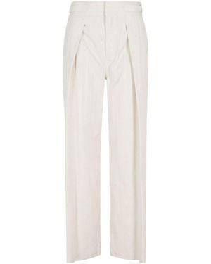 ERMANNO FIRENZE Pinstripe Pleated Trousers - White