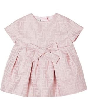 Fendi Bow-Detail Patterned Dress - Pink