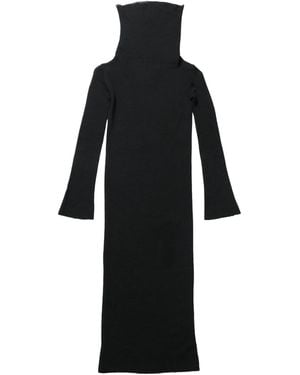 Ann Demeulemeester High Neck Dropped Shoulder Knitted Dress - Black