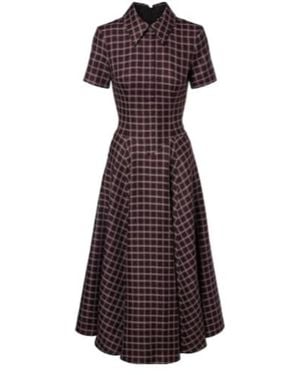 Emilia Wickstead Jody Houndstooth Wool-Blend Midi Dress - Purple