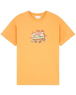 Maison Kitsuné Maison Kitsuné Fox-Printed Crewneck T-Shirt - Orange