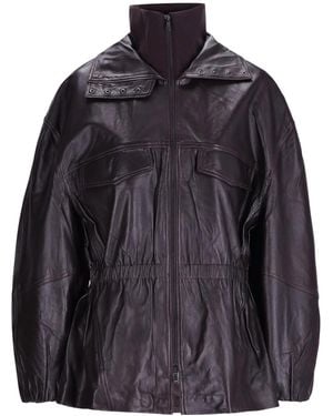 Frankie Shop Zippered Leather Jacket - Black