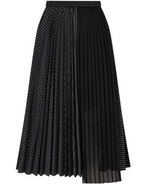 Sacai Pleated Striped Midi Skirt - Black