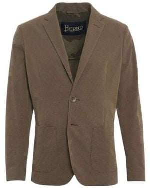 Herno Single-Breasted Seersucker Blazer - Green
