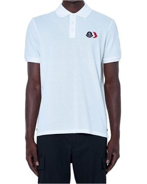 Moncler Logo-Patch Piqué Polo Shirt - White
