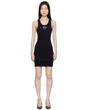 Versace 90S Vintage Logo Ribbed Minidress - Black