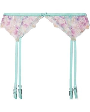 Fleur du Mal Pixie Satin-Trimmed Embroidered Tulle Suspender Belt - White