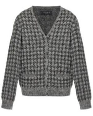 AllSaints Zain Houndstooth Cardigan - Grey