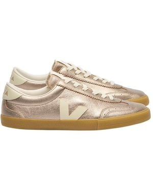 Veja Metallic Low-Top Trainers - Natural