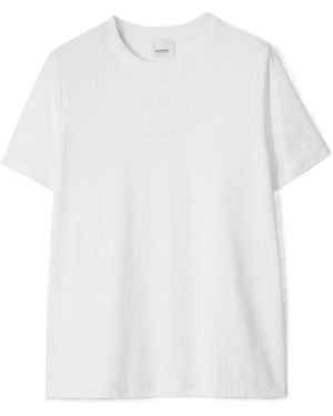 Burberry Embroidered Oak Leaf Crest Crewneck T-Shirt - White