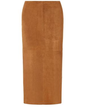 Stouls Suede Mid-Length Skirt - Brown
