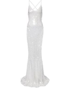 Norma Kamali Sequined Open-Back Gown - White