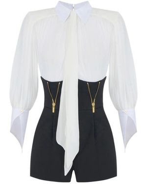 Elisabetta Franchi Pleated Tie-Front Jumpsuit - White