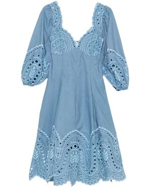 Charo Ruiz Corbin Puff-Sleeves Midi Dress - Blue