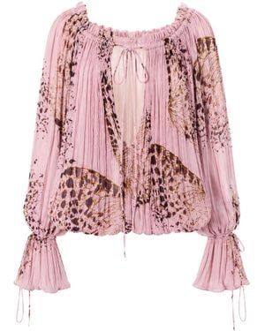 Blumarine Butterfly-Print Blouse - Red