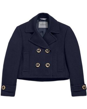 Balenciaga Cropped Peacoat - Blue