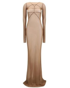 Rick Owens Long Transparent Tulle Dress - Natural