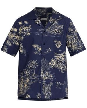 Moncler Floral Printed Short-Sleeved Shirt - Blue