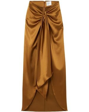 Galvan London Asymmetric Satin Maxi Skirt - Natural