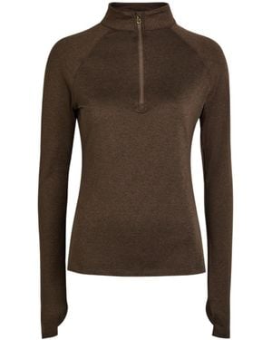 Varley Half-Zip Stretch-Jersey Top - Brown
