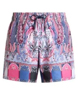 Etro Swimsuit With Placed Floral Paisley Print - Blue