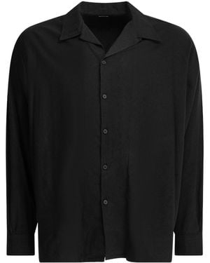 A.PRESSE Relaxed Loop-Collar Shirt - Black